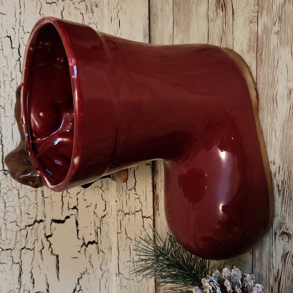 Vintage Ceramic Christmas Santa Boot Vase Planter - Picture 5 of 9